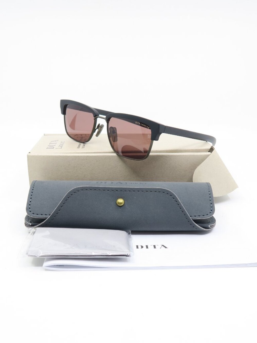 DITA Lancier Ni DLS-416-A 02 Black & Brown Polarized, New Sunglasses Frames.